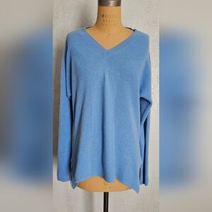 J. MLaughlin Pur 100% Cashmere Sky Blue V-Neck Sweater S L